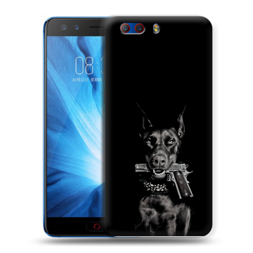 Силиконовый чехол на ZTE Nubia Z17 MiniS с принтом Доберман и пистолет