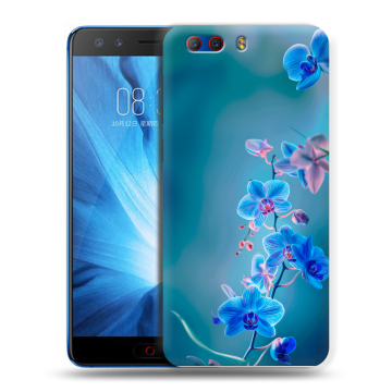 Силиконовый чехол на ZTE Nubia Z17 MiniS с принтом Голубые цветы Силиконовый чехол на ZTE Nubia Z17 MiniS с принтом Голубые цветы