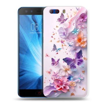 Силиконовый чехол на ZTE Nubia Z17 MiniS с принтом цветы бабочки Силиконовый чехол на ZTE Nubia Z17 MiniS с принтом цветы бабочки