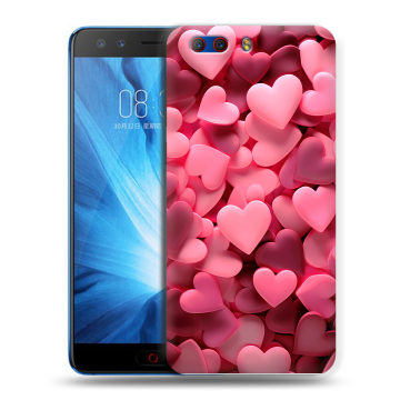 Силиконовый чехол на ZTE Nubia Z17 MiniS с принтом розовые сердечки Силиконовый чехол на ZTE Nubia Z17 MiniS с принтом розовые сердечки