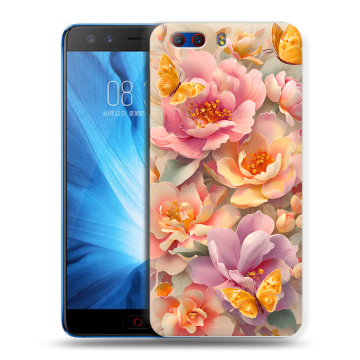 Силиконовый чехол на ZTE Nubia Z17 MiniS с принтом Цветы и бабочки