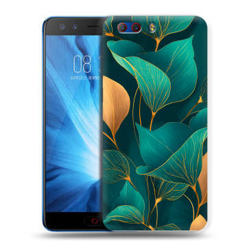 Силиконовый чехол на ZTE Nubia Z17 MiniS с принтом Листья и золото