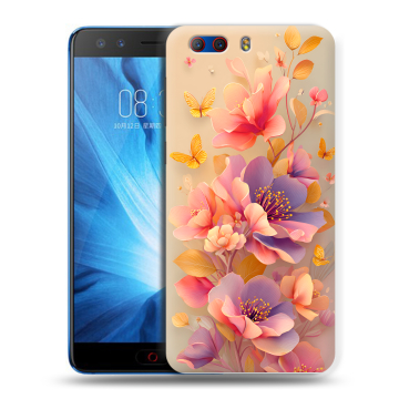 Силиконовый чехол на ZTE Nubia Z17 MiniS с принтом Цветы и бабочки