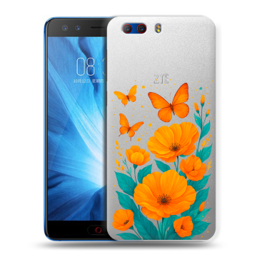 Силиконовый чехол на ZTE Nubia Z17 MiniS с принтом цветы бабочки