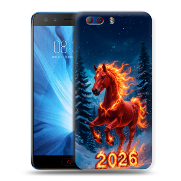 Силиконовый чехол на ZTE Nubia Z17 MiniS с принтом Новый год коня