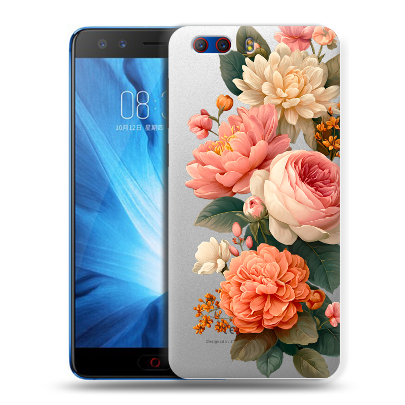 Силиконовый чехол на ZTE Nubia Z17 MiniS с принтом цветы Силиконовый чехол на ZTE Nubia Z17 MiniS с принтом цветы