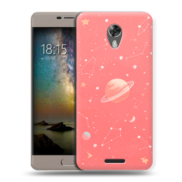 Силиконовый чехол на BQ Space с принтом Розовый космос