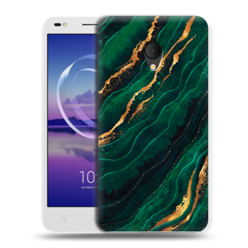 Силиконовый чехол на Alcatel U5 HD 5047d с принтом Мрамор зеленое золото Силиконовый чехол на Alcatel U5 HD 5047d с принтом Мрамор зеленое золото