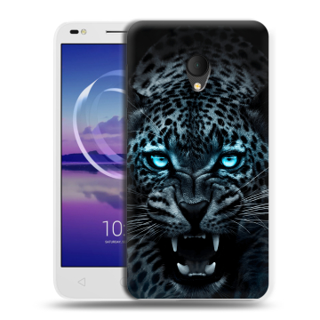 Силиконовый чехол на Alcatel U5 HD 5047d с принтом Темный леопард Силиконовый чехол на Alcatel U5 HD 5047d с принтом Темный леопард