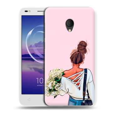 Силиконовый чехол на Alcatel U5 HD 5047d с принтом Девушка и букет Силиконовый чехол на Alcatel U5 HD 5047d с принтом Девушка и букет