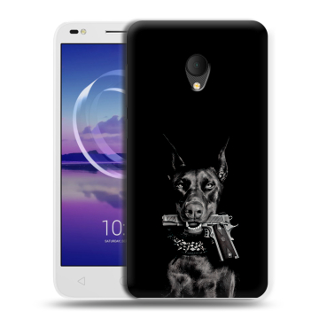Силиконовый чехол на Alcatel U5 HD 5047d с принтом Доберман и пистолет Силиконовый чехол на Alcatel U5 HD 5047d с принтом Доберман и пистолет