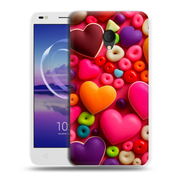 Силиконовый чехол на Alcatel U5 HD 5047d с принтом Сердечки Силиконовый чехол на Alcatel U5 HD 5047d с принтом Сердечки
