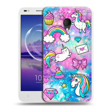 Силиконовый чехол на Alcatel U5 HD 5047d с принтом Единороги Силиконовый чехол на Alcatel U5 HD 5047d с принтом Единороги