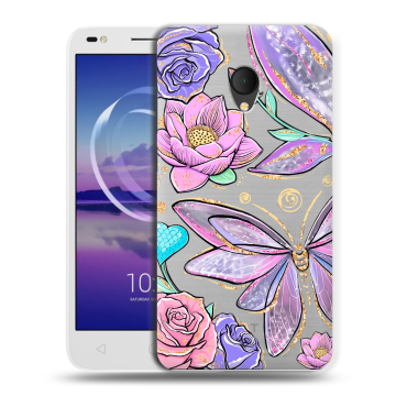 Силиконовый чехол на Alcatel U5 HD 5047d с принтом Бабочки и цветы