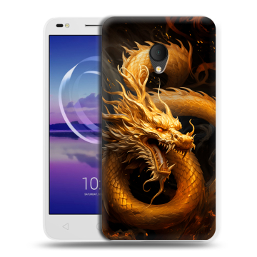 Силиконовый чехол на Alcatel U5 HD 5047d с принтом Золотой дракон Силиконовый чехол на Alcatel U5 HD 5047d с принтом Золотой дракон
