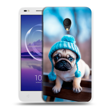Силиконовый чехол на Alcatel U5 HD 5047d с принтом Мопс в шапке