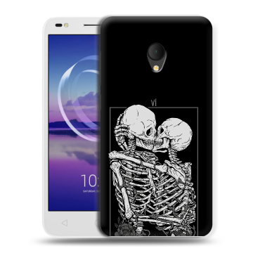 Силиконовый чехол на Alcatel U5 HD 5047d с принтом Поцелуй скелетов