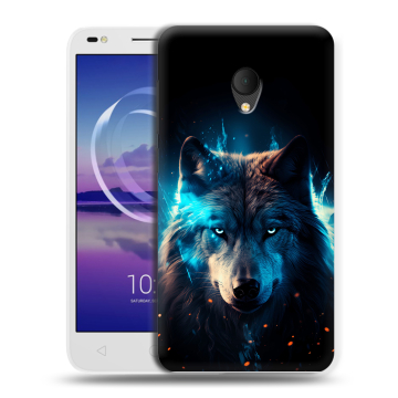 Силиконовый чехол на Alcatel U5 HD 5047d с принтом Волк ночной Силиконовый чехол на Alcatel U5 HD 5047d с принтом Волк ночной