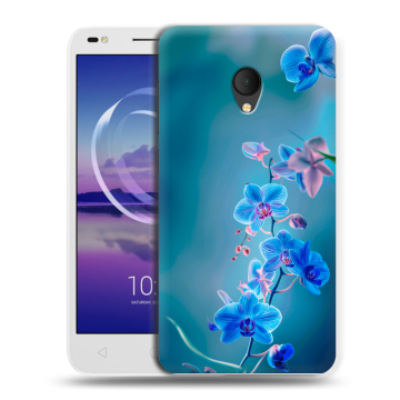 Силиконовый чехол на Alcatel U5 HD 5047d с принтом Голубые цветы