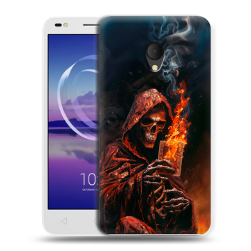 Силиконовый чехол на Alcatel U5 HD 5047d с принтом Скелет и карты