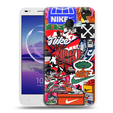 Силиконовый чехол на Alcatel U5 HD 5047d с принтом Найк Nike яркий