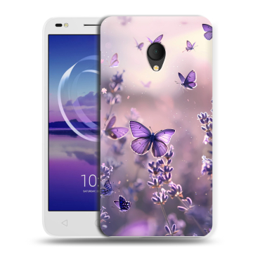 Силиконовый чехол на Alcatel U5 HD 5047d с принтом бабочки и лаванда