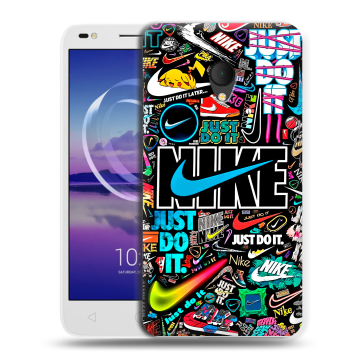 Силиконовый чехол на Alcatel U5 HD 5047d с принтом найк nike черный Силиконовый чехол на Alcatel U5 HD 5047d с принтом найк nike черный