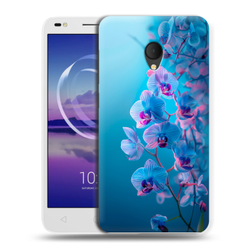 Силиконовый чехол на Alcatel U5 HD 5047d с принтом голубые орхидеи