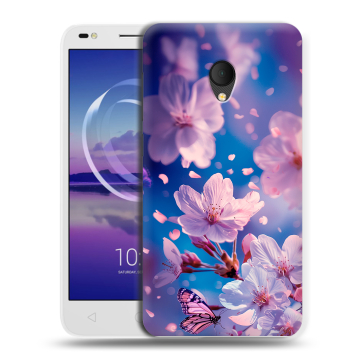 Силиконовый чехол на Alcatel U5 HD 5047d с принтом цветы бабочки