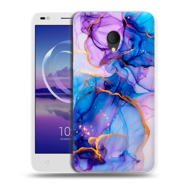 Силиконовый чехол на Alcatel U5 HD 5047d с принтом синий мрамор