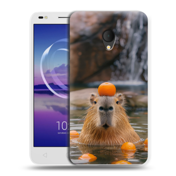Силиконовый чехол на Alcatel U5 HD 5047d с принтом Капибара с апельсином