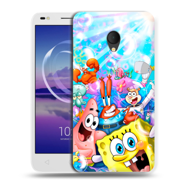 Силиконовый чехол на Alcatel U5 HD 5047d с принтом спанчбоб спанч боб