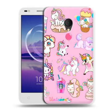 Силиконовый чехол на Alcatel U5 HD 5047d с принтом розовые единороги