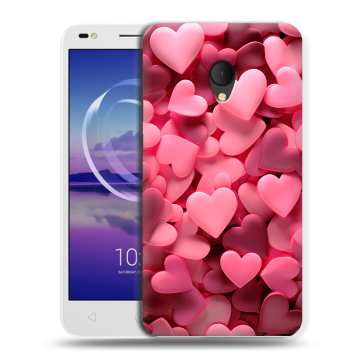 Силиконовый чехол на Alcatel U5 HD 5047d с принтом розовые сердечки