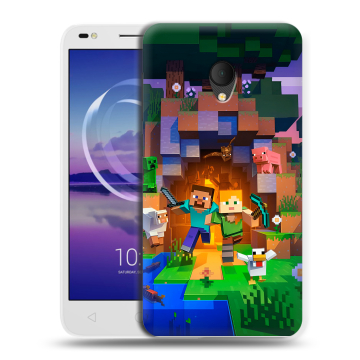 Силиконовый чехол на Alcatel U5 HD 5047d с принтом Майнкрафт Minecraft Силиконовый чехол на Alcatel U5 HD 5047d с принтом Майнкрафт Minecraft