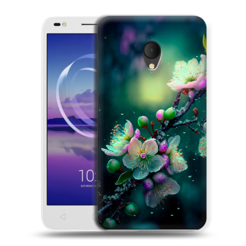 Силиконовый чехол на Alcatel U5 HD 5047d с принтом Цветы и мрамор Силиконовый чехол на Alcatel U5 HD 5047d с принтом Цветы и мрамор