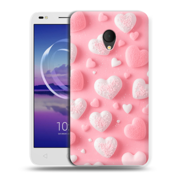 Силиконовый чехол на Alcatel U5 HD 5047d с принтом Сердечки