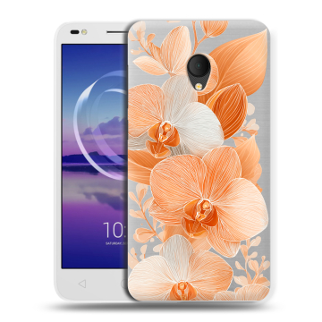 Силиконовый чехол на Alcatel U5 HD 5047d с принтом Бежевые цветы