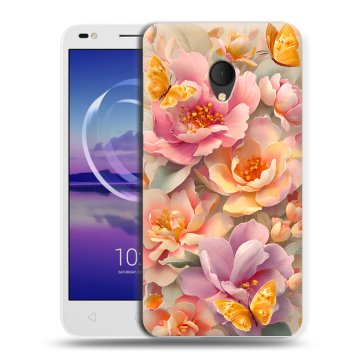 Силиконовый чехол на Alcatel U5 HD 5047d с принтом Цветы и бабочки