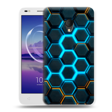 Силиконовый чехол на Alcatel U5 HD 5047d с принтом Неоновые соты