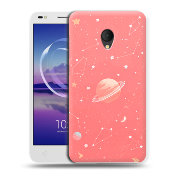 Силиконовый чехол на Alcatel U5 HD 5047d с принтом Розовый космос