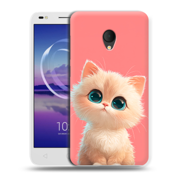Силиконовый чехол на Alcatel U5 HD 5047d с принтом Розовый котенок