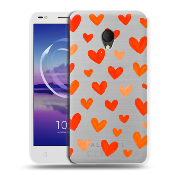 Силиконовый чехол на Alcatel U5 HD 5047d с принтом Сердечки