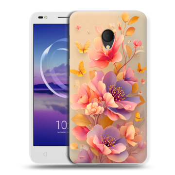 Силиконовый чехол на Alcatel U5 HD 5047d с принтом Цветы и бабочки