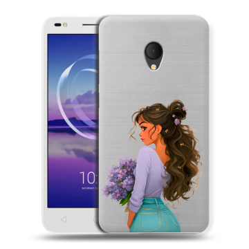 Силиконовый чехол на Alcatel U5 HD 5047d с принтом девушка цветы