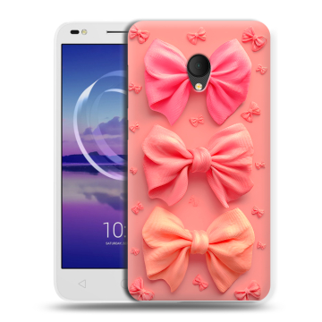 Силиконовый чехол на Alcatel U5 HD 5047d с принтом Розовые бантики