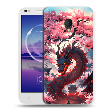 Силиконовый чехол на Alcatel U5 HD 5047d с принтом Дракон Японский