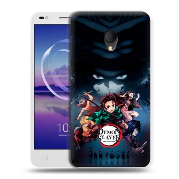 Силиконовый чехол на Alcatel U5 HD 5047d с принтом Demon Slayer Клинок рассекающий демонов