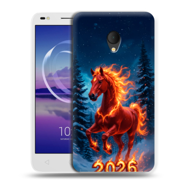 Силиконовый чехол на Alcatel U5 HD 5047d с принтом Новый год коня