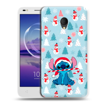 Силиконовый чехол на Alcatel U5 HD 5047d с принтом Стич Новый год
